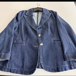 Lane Bryant Navy and White Denim Blazer